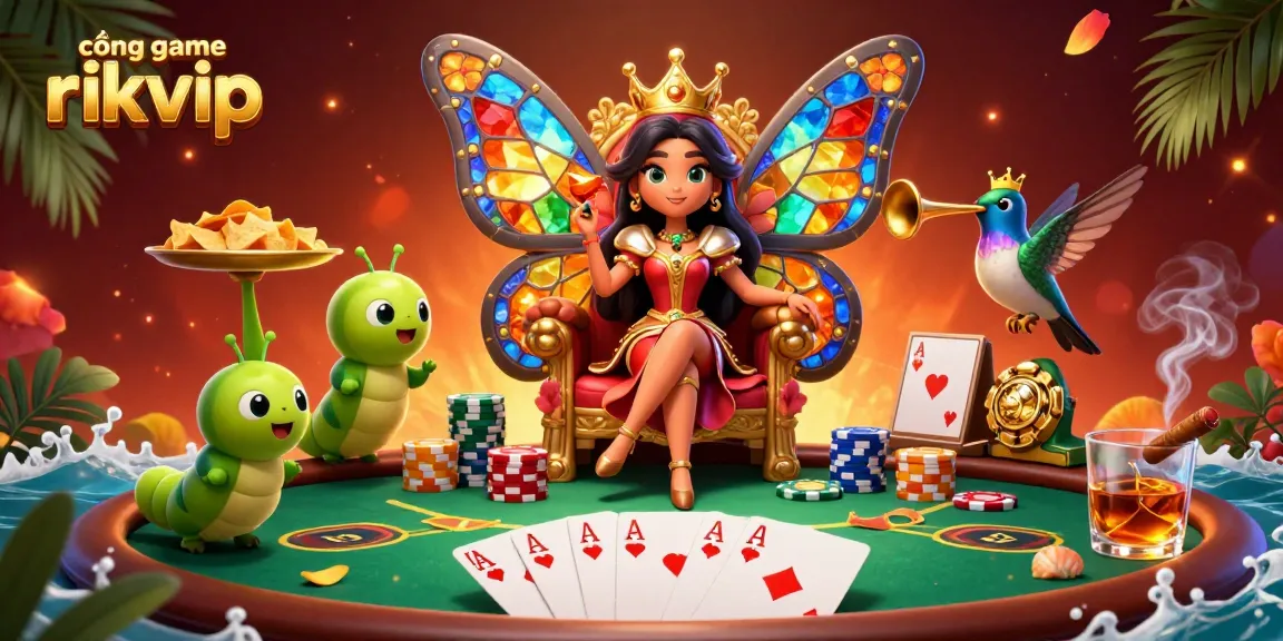 Experience vibrant gaming fun at cổng game rikvip with vivid 3D illustration showcasing casino excitement.