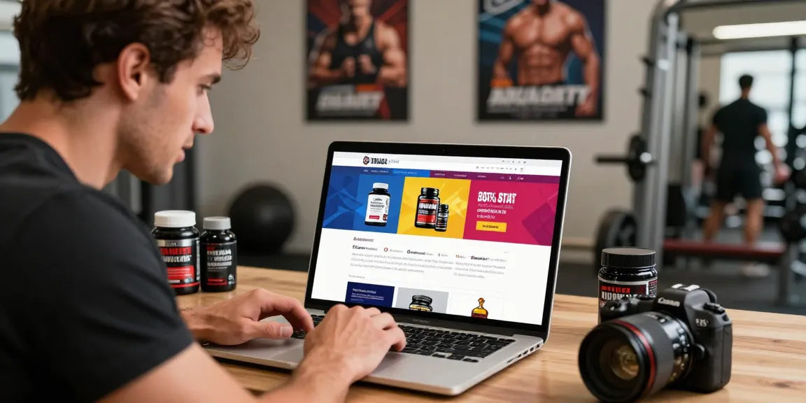 Driada Shop e-commerce scene showcasing anabolic steroids and peptides for sale.