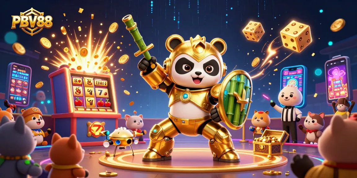 Experience excitement with PBV88's dynamic casino-themed illustration featuring vibrant 3D elements.