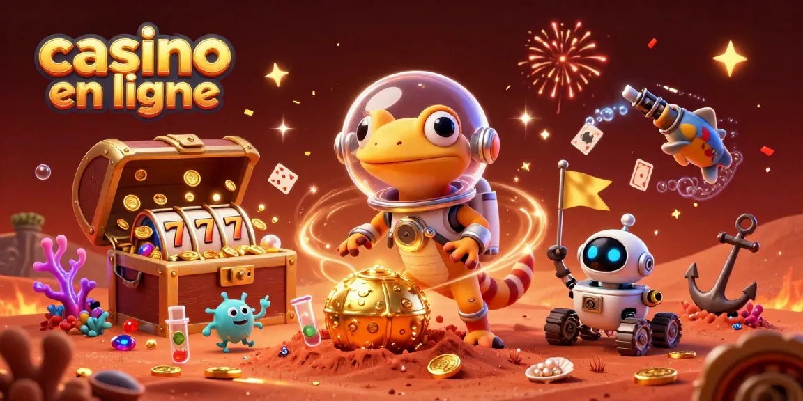 Découvrez le meilleur casino en ligne avec une illustration ludique d'un lézard martien.