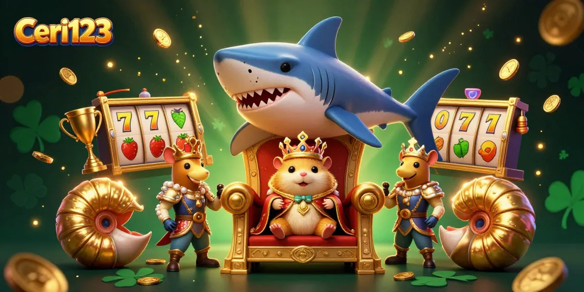 Ceri123's dynamic slots scene features a golden hamster king and pearl-armored guards amidst thrilling gameplay.