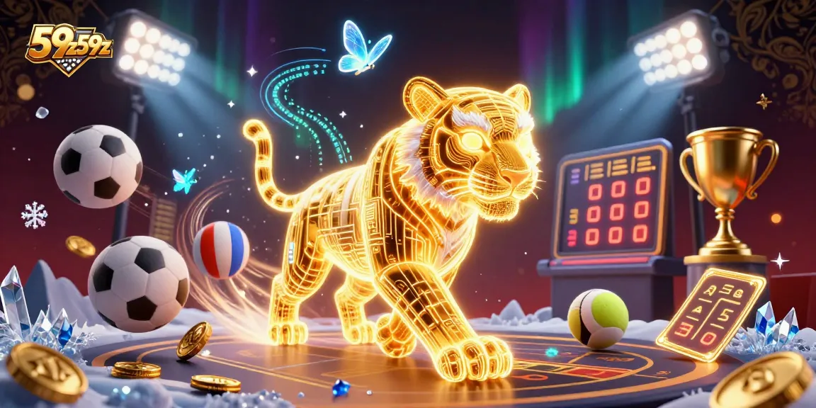 Aposte no 59z59z enquanto observa um tigre dourado correndo por um cassino digital.