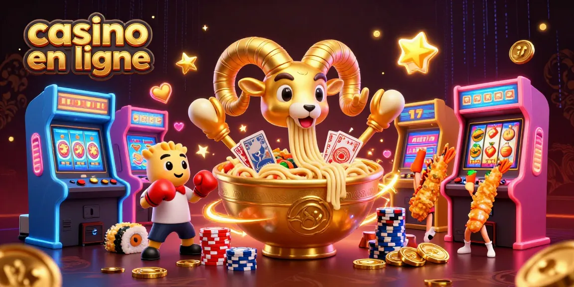 Casino en ligne : Illustration dynamique des jeux d'arcade et personnages amusants.