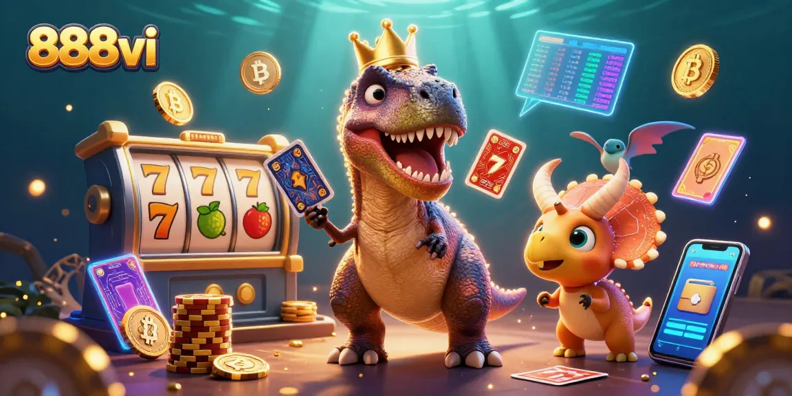 Experience thrilling slots and gaming action with 888vi in a vibrant casino scene.