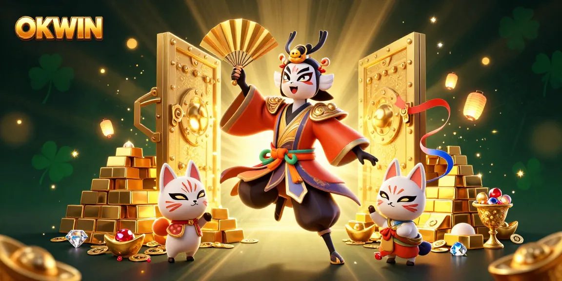 Experience winning moments at OKWIN with an exciting 3D illustration of casino adventures.