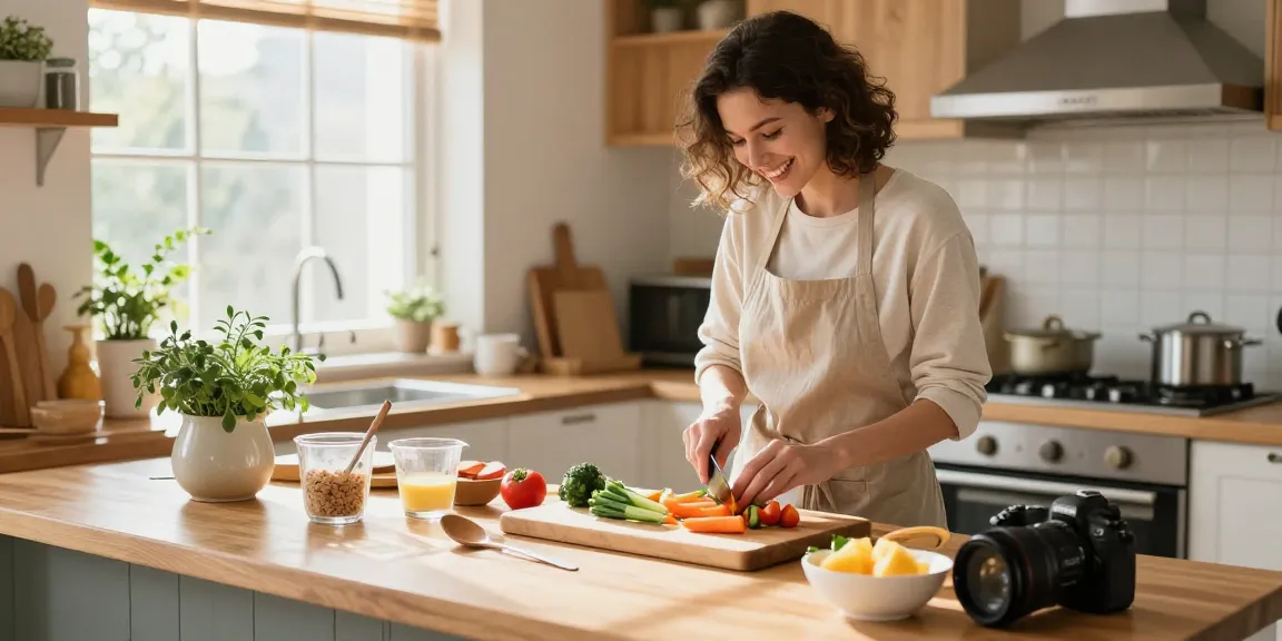 Discover the best food tracker in a vibrant kitchen, showcasing meal preparation and healthy eating.