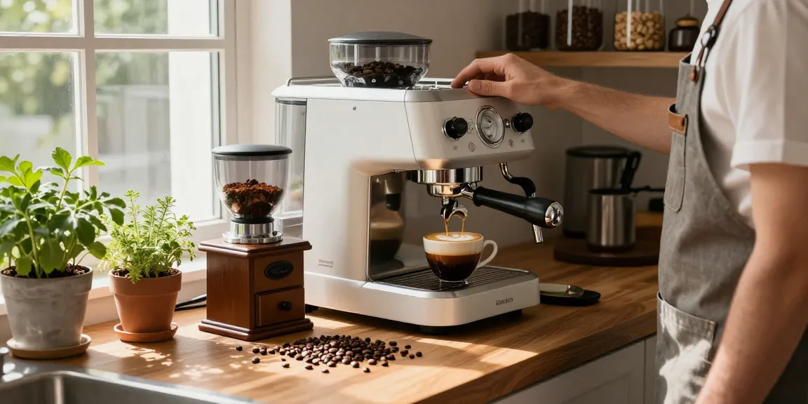 rokok88 espresso machine set up with barista preparing rich espresso in a modern kitchen