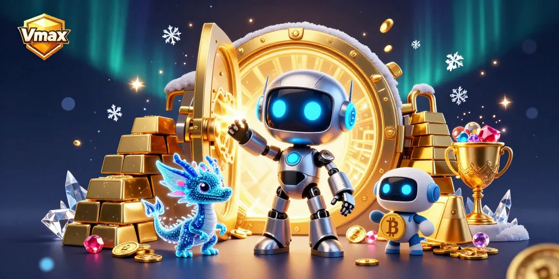 Engage in thrilling gameplay at Vmax featuring dynamic 3D casino elements and bright futuristic characters.