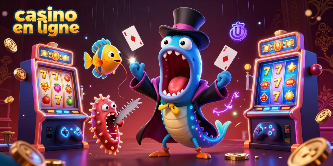 Une scène de casino en ligne avec un poisson-lanterne et un anguille gulper, mettant en avant des machines à sous colorées.