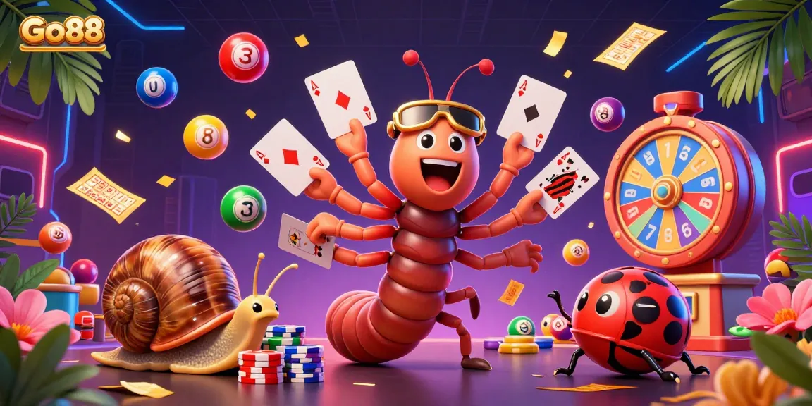 Experience thrilling games at Go88 with exciting characters and vibrant elements in a lively 3D scene.