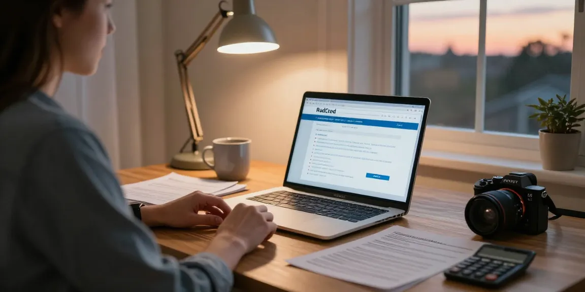Emergency financial support with www.radcred.com/payday-loan/200-loan displaying a cozy home office setup during sunset.