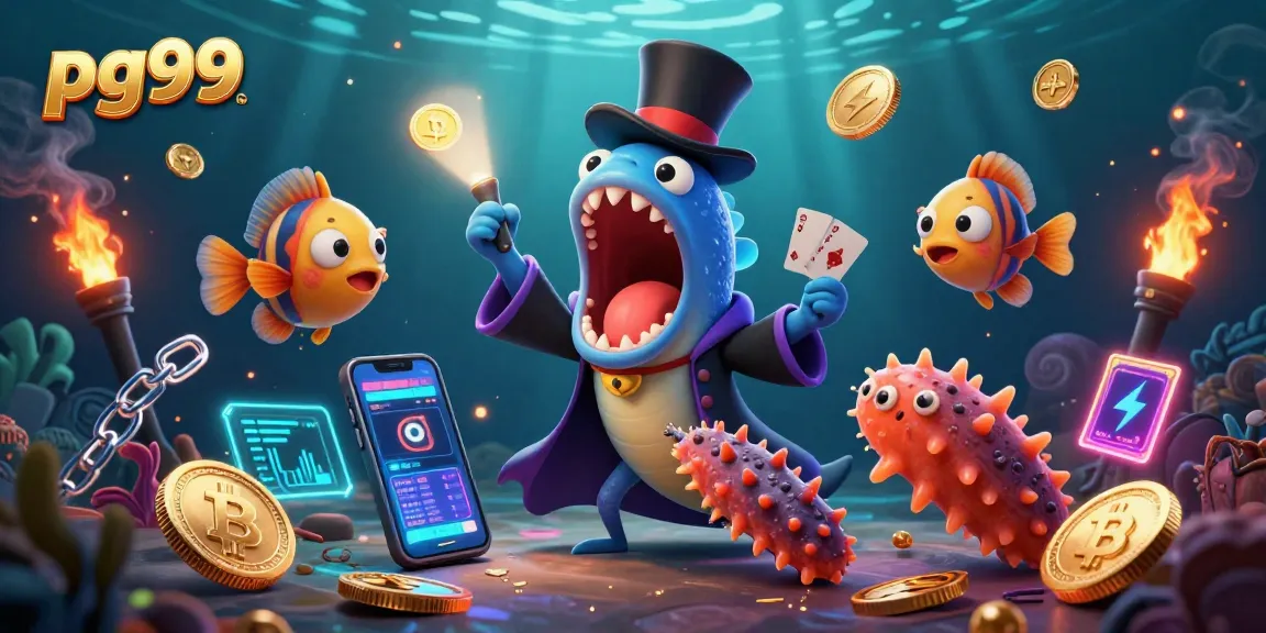 Experience thrilling gameplay with pg99's immersive casino adventure featuring glowing cryptocurrencies, dazzling magic, and captivating sea creatures.
