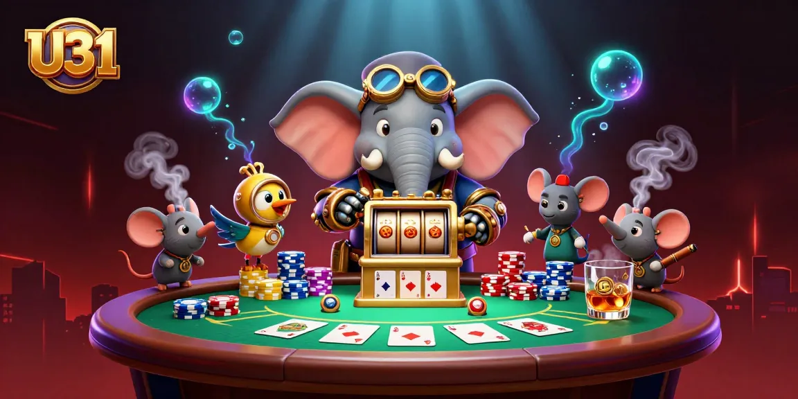 Experience U31's vibrant casino atmosphere with animated gaming action and steampunk charm.