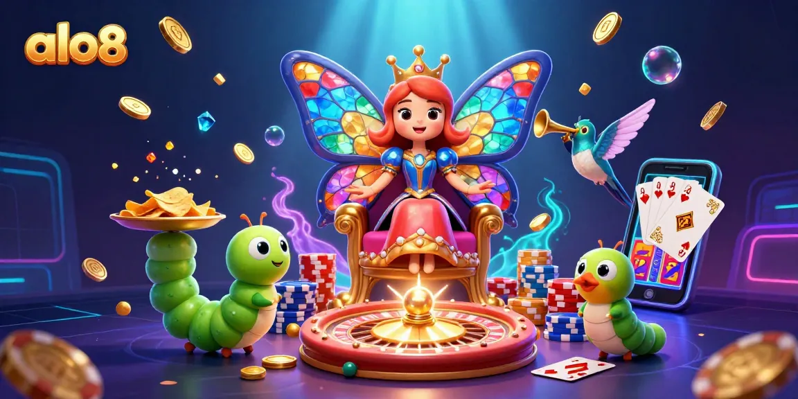 Experience the magic of alo8 with a vibrant 3D casino scene filled with rewarding game elements.