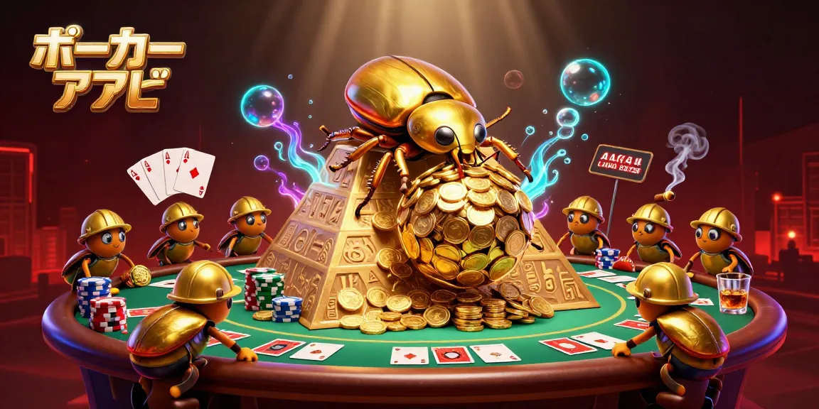 ポーカー アプリを使って大規模な勝利を目指すキャラクターたちの賑やかなシーン。
