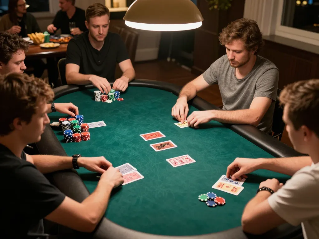 Engaging poker game in progress emphasizes fly88 đăng nhập and strategic gameplay.