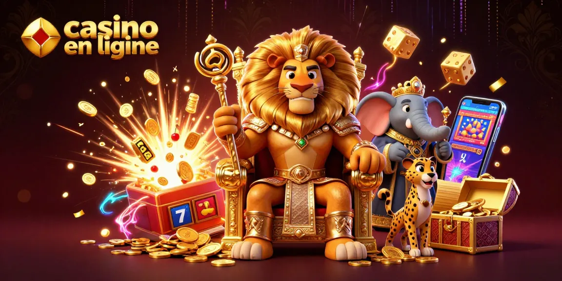 Gagnez au casino en ligne avec le roi lion, des jackpots, et l'explosion de pièces d'or.