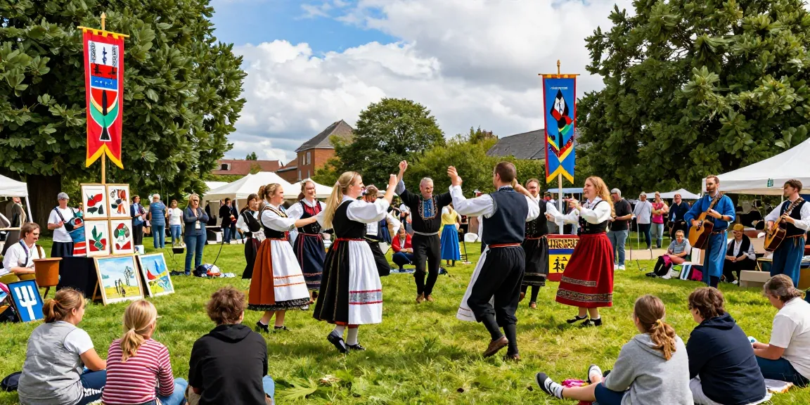 Cultural celebration of Breton heritage at Mercredis du Thabor with traditional performers and families enjoying music in the park, emphasizing community spirit and M98 สล๊อตเว็บตรง.