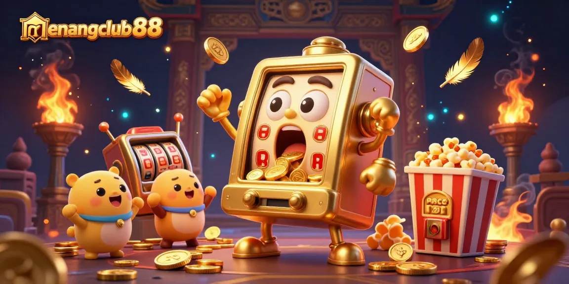 experience the thrill of menangclub88 with an animated jackpot scene featuring golden slot machines