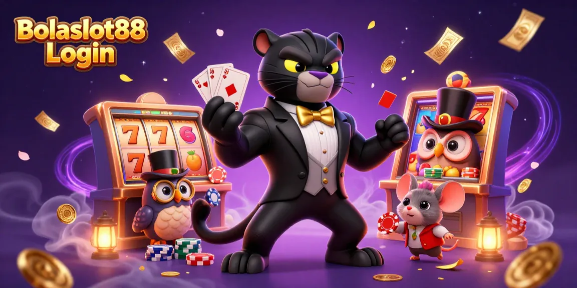 Bolaslot88 Login: Engage in exciting slot adventures with colorful reels and animated characters.