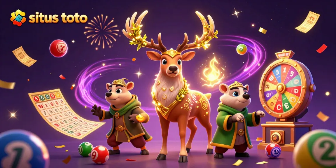 Situs toto metaphorically celebrates excitement with colorful lottery elements and spirits lighting the way for players.
