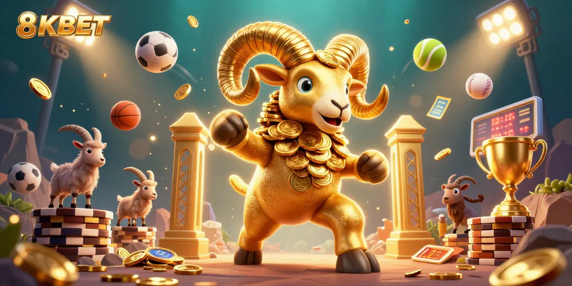 Experience 8KBET's vibrant casino energy in a dynamic illustration of sports-themed excitement.