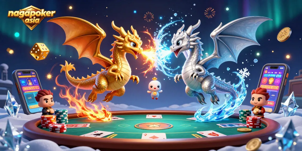 Engage with nagapoker asia's immersive poker experience, featuring dynamic dragons and vibrant game elements.