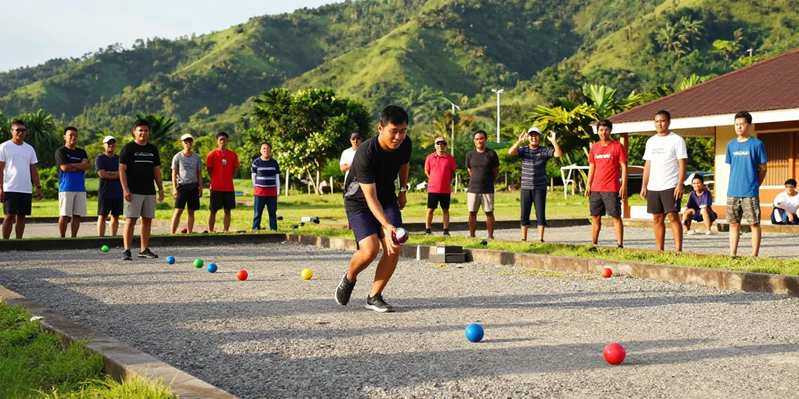 Lapangan petanque fopikotatomohon.org di Tomohon, atlet melempar boules dalam suasana ceria.