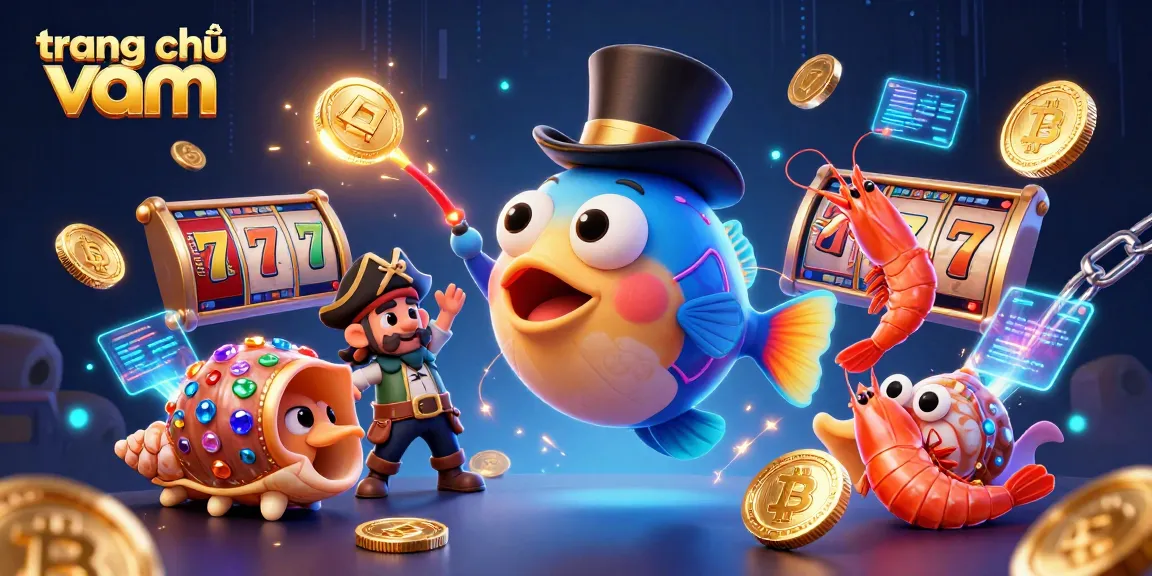 Engage in excitement at trang chủ vmax with a vibrant underwater casino scene featuring golden coins and glowing characters.