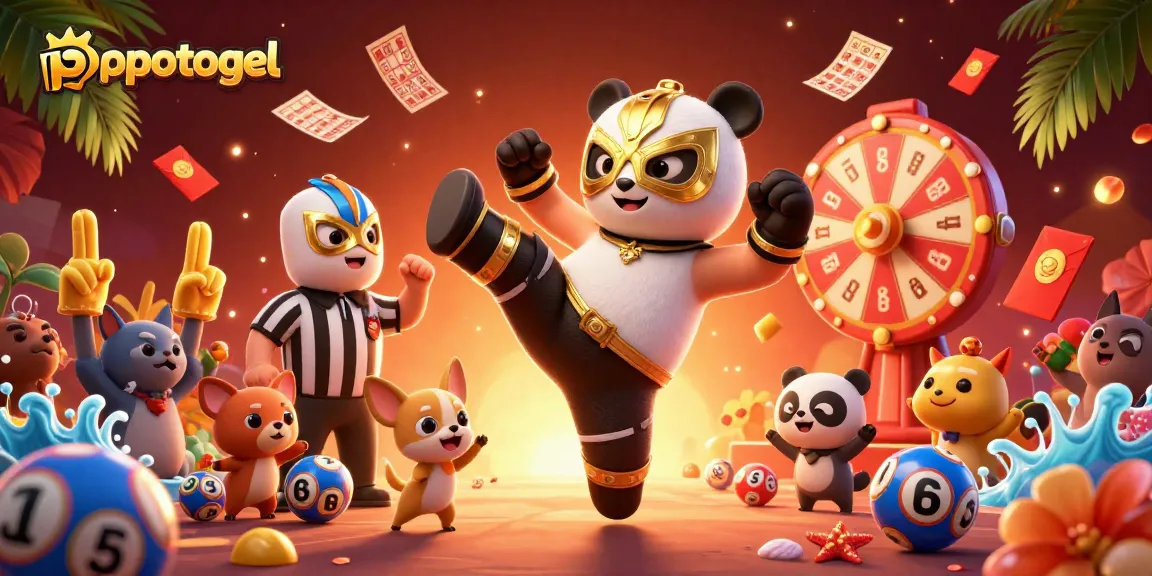 Engage with popotogel's thrilling lottery experience featuring animated characters and festive elements.
