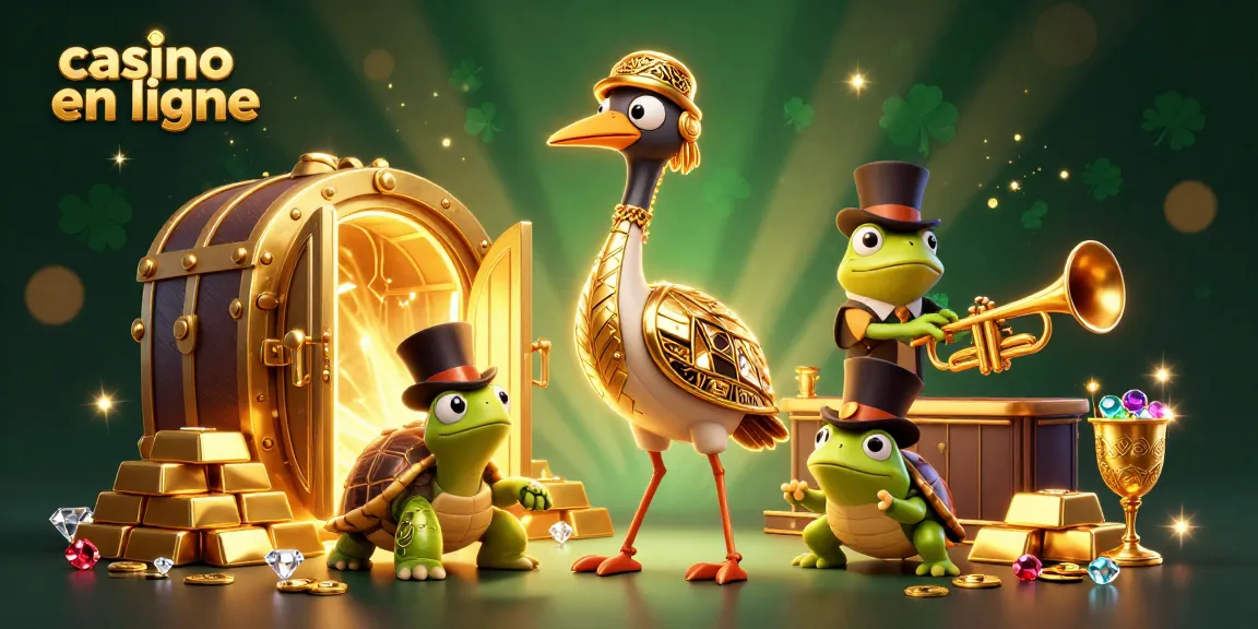 Célébrez le jeu au casino en ligne avec cette scène animée de personnages jouant autour de richesses éclatantes.