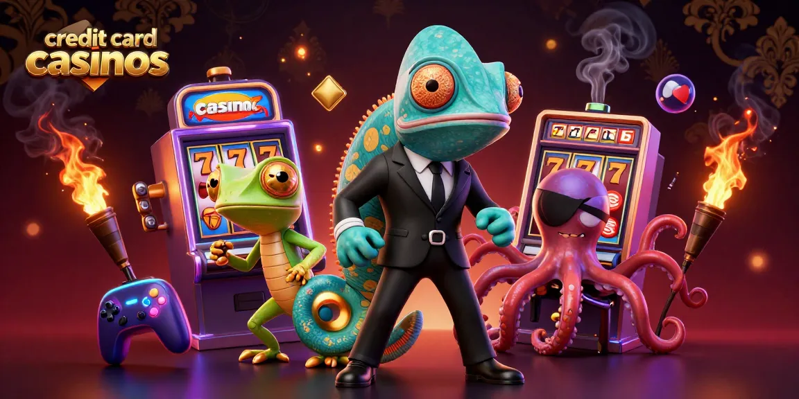 Experience exciting gameplay at credit card casinos with slot machines and dynamic characters.