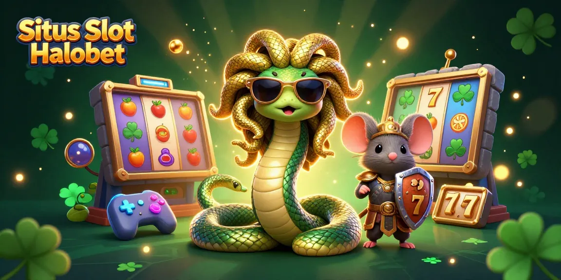 Situs Slot Halobet menghadirkan keseruan dengan ilustrasi Medusa dan mouse pejuang dalam tema slot yang menarik.