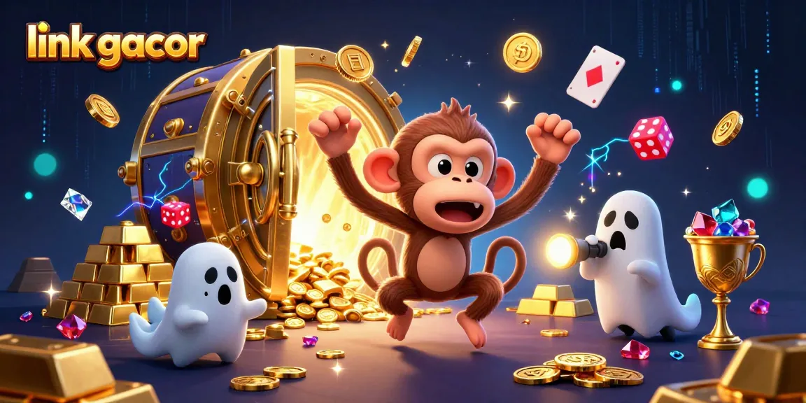Engage in thrilling gameplay with link gacor amidst treasures in a haunted casino scene.
