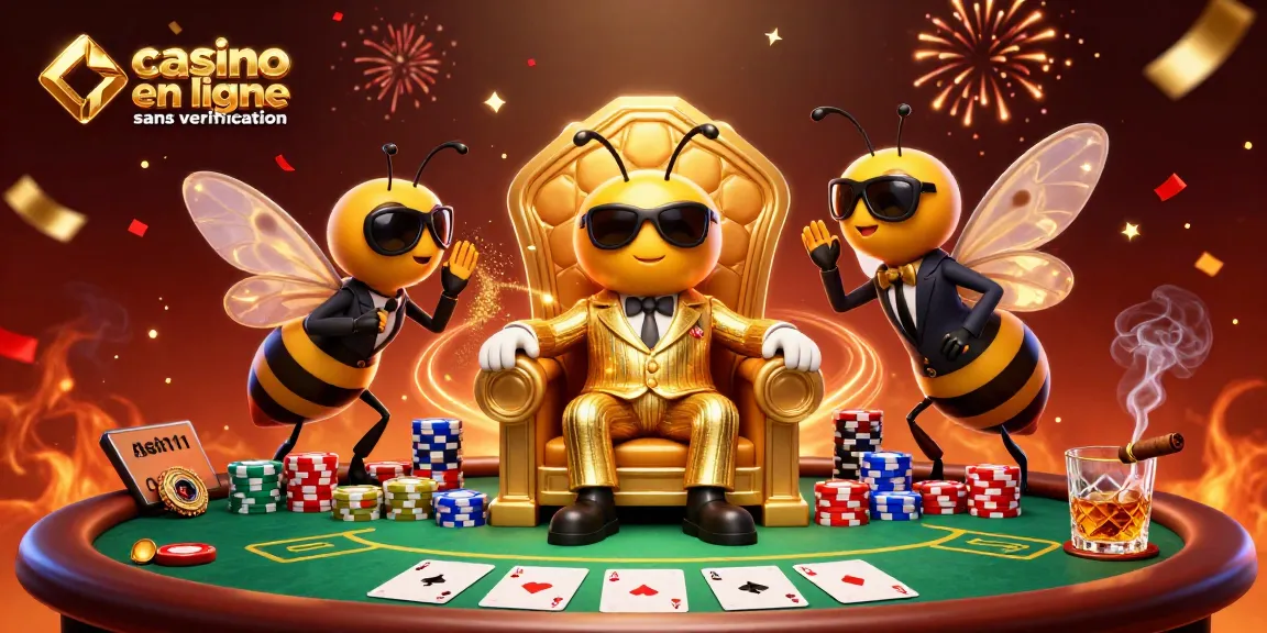Plonger dans l'univers du casino en ligne sans vérification avec des personnages fascinants dans une scène dynamique remplie de jeux de cartes.