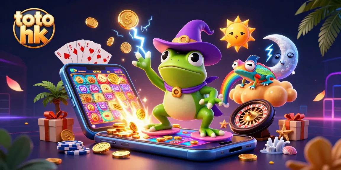 Toto hk memberikan keseruan permainan dengan karakter si kodok penyihir dan chameleon dalam rinai koin emas.