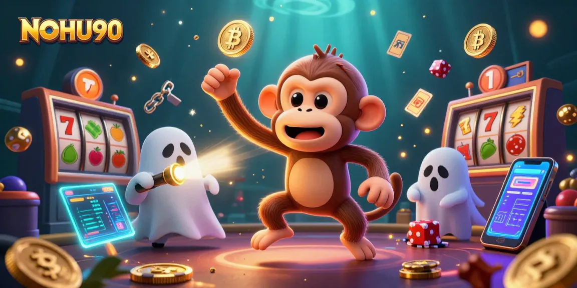 Join the thrilling NOHU90 adventure in this casino scene with playful ghostly elements.