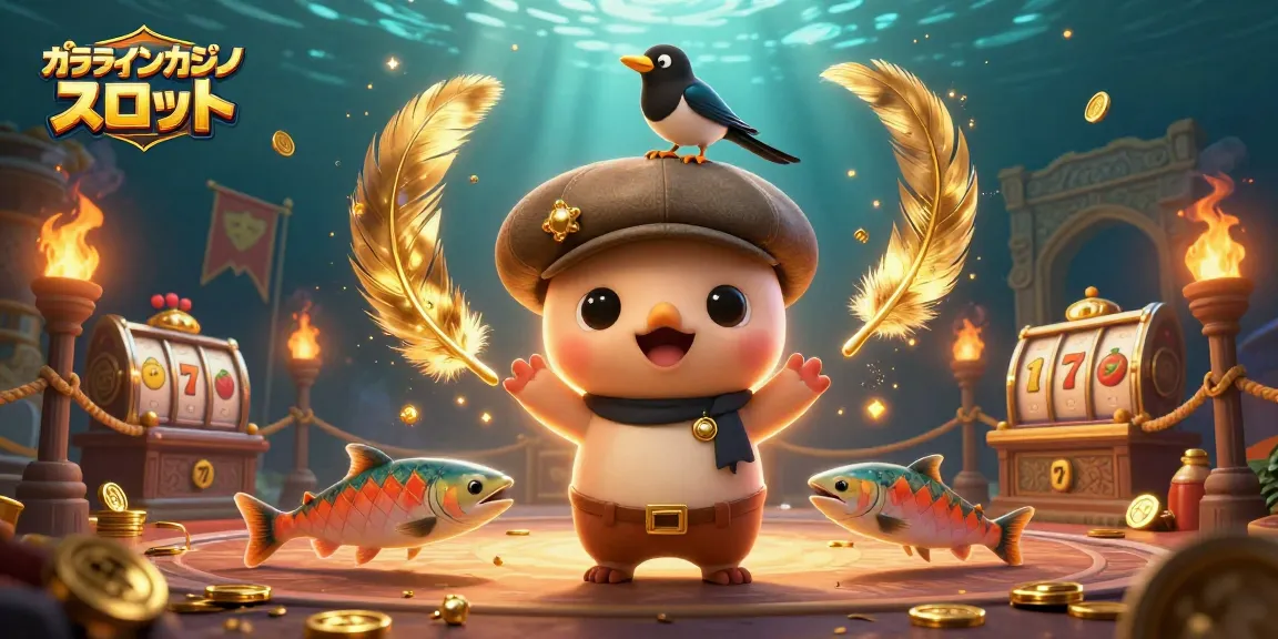 オンラインカジノ スロットで遊ぶ可愛らしい3Dキャラクターのイラスト