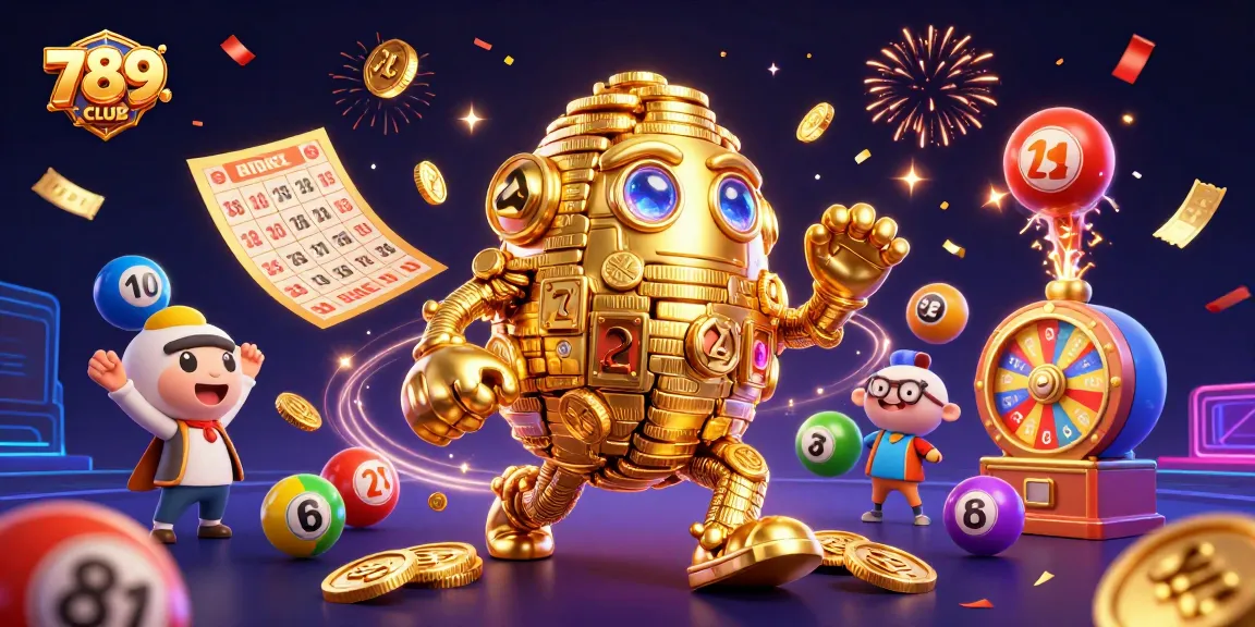 Experience vibrant gameplay at 789CLUB with golden golem and buzzing lottery elements.