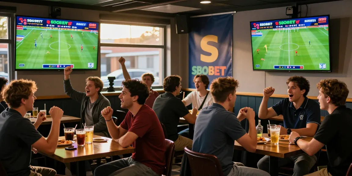 Engaged bettors enjoying SBOBET live odds during a football match.