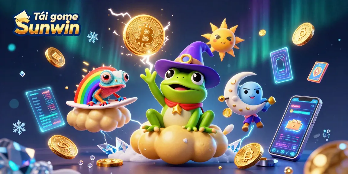 Tải game Sunwin with golden coins and vibrant characters creating excitement in the world of gambling.