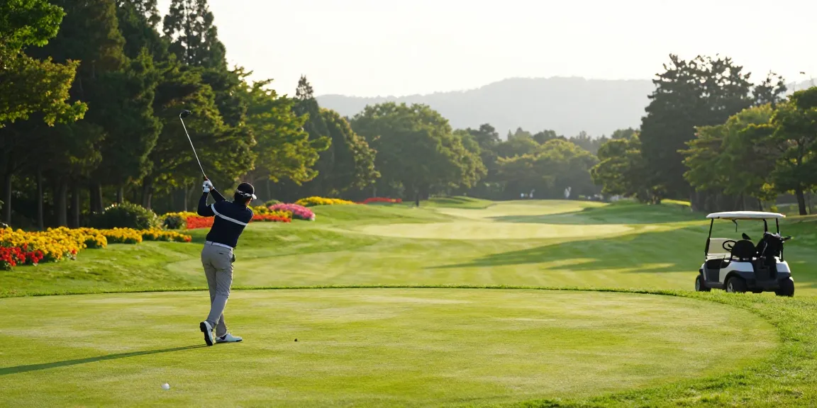 Pengalaman golf menakjubkan di Kato City, Jepang, bro178 saat golfer menikmati lapangan hijau yang subur.