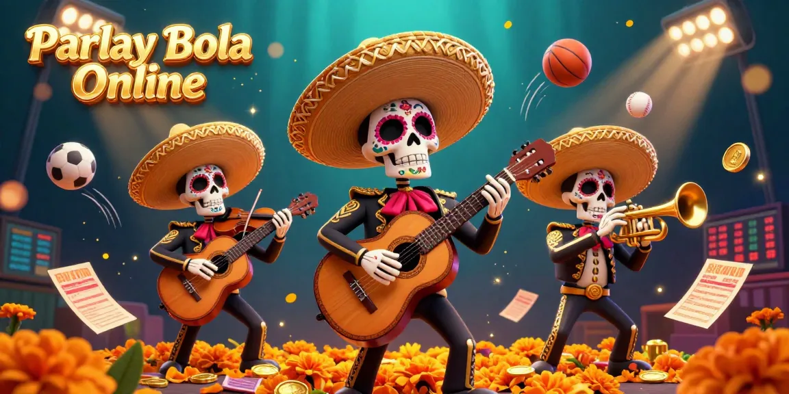Engage in Parlay Bola Online with a vibrant mariachi band and dynamic sports elements.