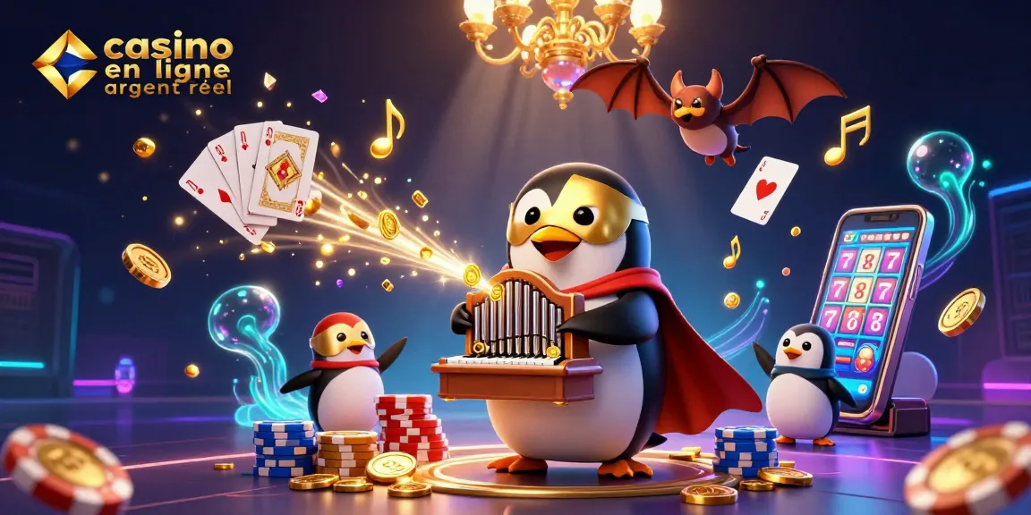Jouer au casino en ligne argent réel avec un pingouin fantomatique et des pièces d'or volantes.
