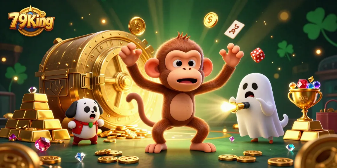 Experience the thrill of 79King with vibrant casino games, golden treasures, and playful characters.