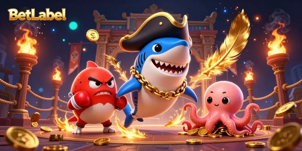 BetLabel Casino: Spielerfahrung mit bunten Charakteren und Spielautomaten.