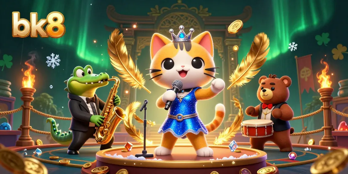 Engage with bk8's dynamic casino scene featuring lively cartoon characters and vibrant game elements.