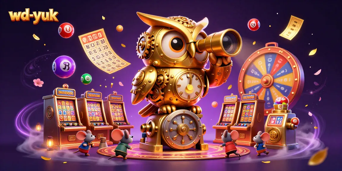 Win big with wd-yuk as the clockwork owl watches over colorful casino excitement!