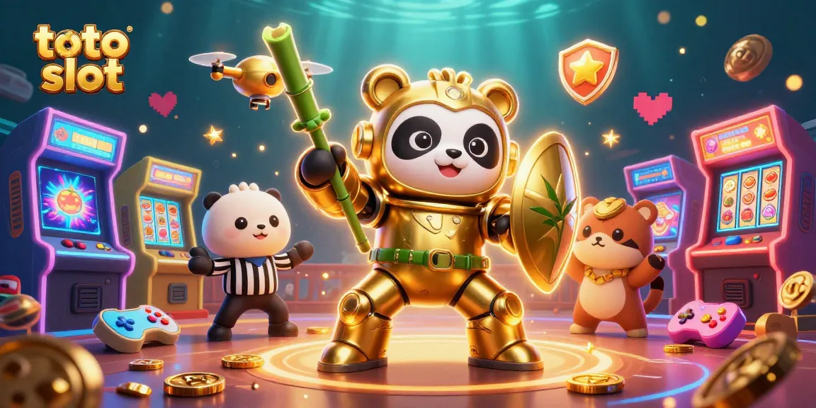 Mainkan permainan toto slot dengan slot yang menggiurkan dan simbol jackpot di arena meriah.