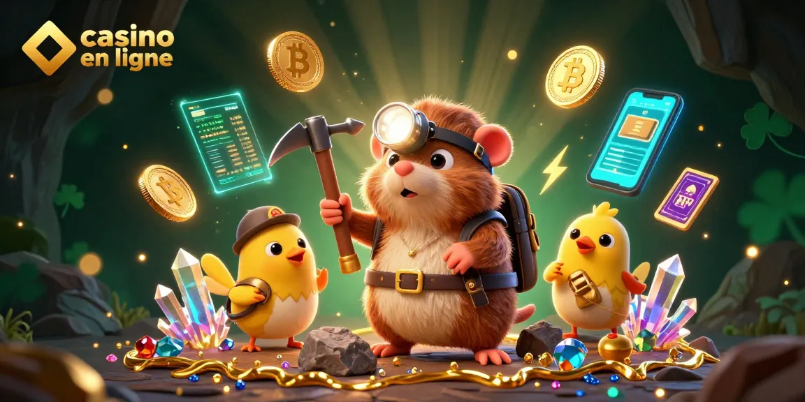 Jouez à un casino en ligne avec ce ragoût visuel comprenant des personnages de jeu et des éléments cryptographiques.